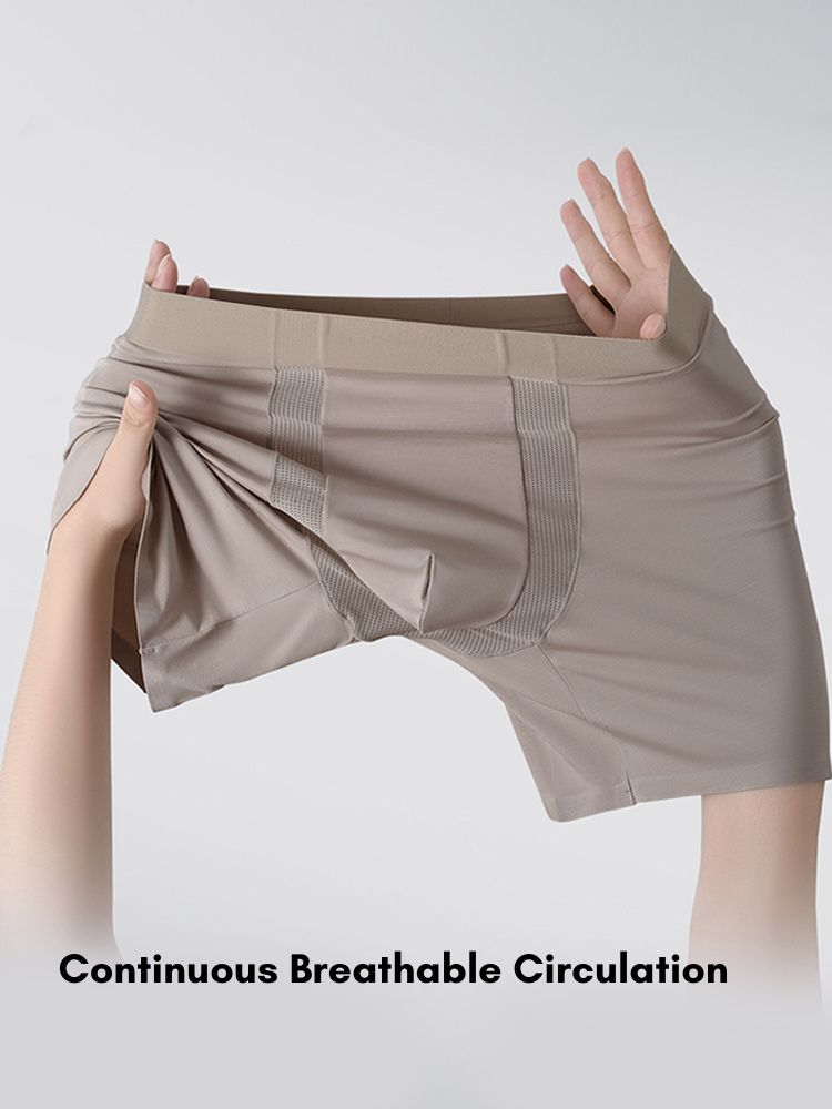2 Pack Men's Anti-Chafing Modal No-Ride-Up & Roll-Free Design Boxer Briefs | dmunderwear detail image 6