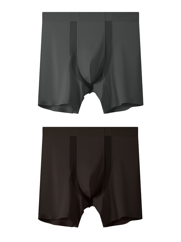 2 Pack Men's Anti-Chafing Modal No-Ride-Up & Roll-Free Design Boxer Briefs | dmunderwear detail image 8