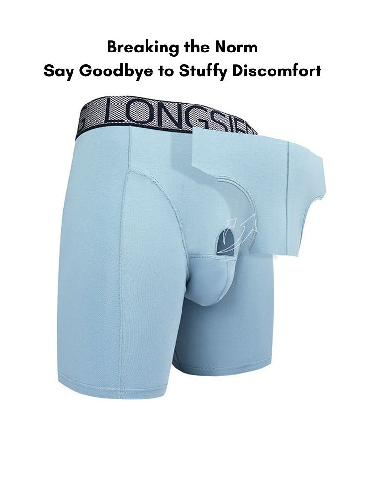 2 Pack Men's Anti-Chafing Soft Cotton Front Opening & Separate Pouch Midway Briefs | dmunderwear detail image 4