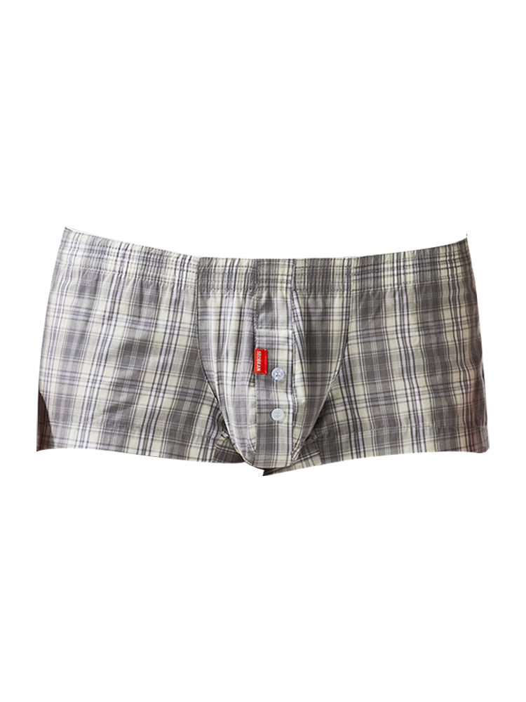 2 Pack Men's Pure Cotton Plaid Boxer Shorts with Button Fly | dmunderwear detail image 15