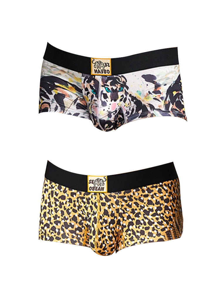 2 Pack Men's Bold Prints Comfy Waistband Stretch Fit Soft Trunks | dmunderwear detail image 2