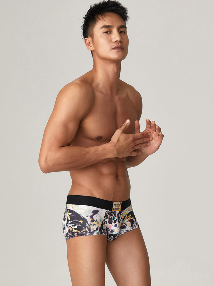 2 Pack Men's Bold Prints Comfy Waistband Stretch Fit Soft Trunks | dmunderwear detail image 5