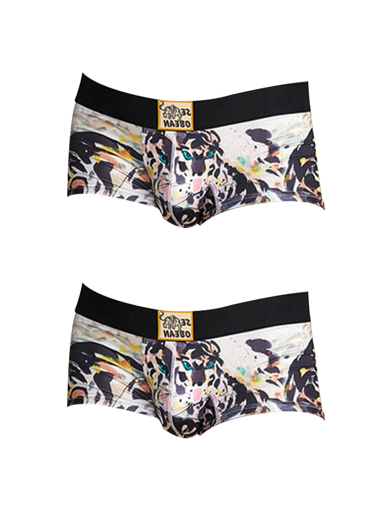 2 Pack Men's Bold Prints Comfy Waistband Stretch Fit Soft Trunks | dmunderwear detail image 8