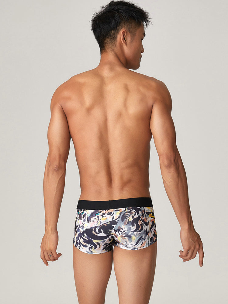 2 Pack Men's Bold Prints Comfy Waistband Stretch Fit Soft Trunks | dmunderwear detail image 9