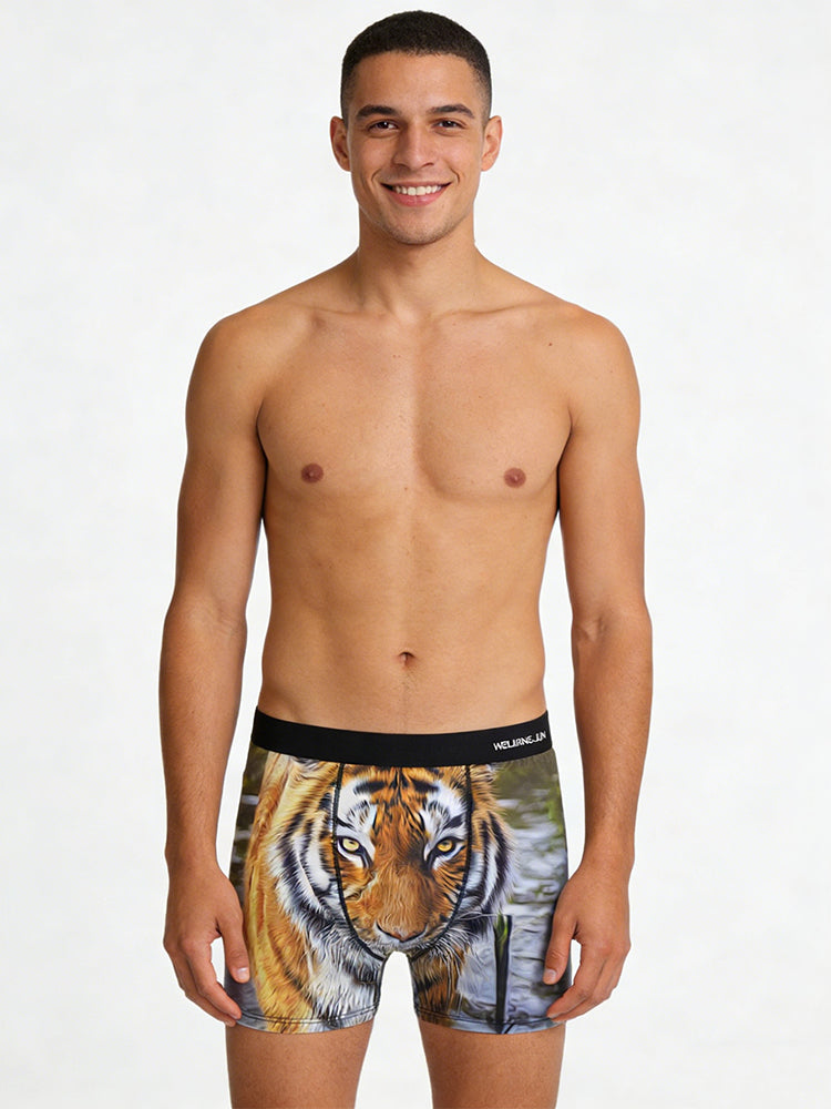 2 Pack Men's Bold Prints Seamless Comfort Smooth Touch Boxer Briefs | dmunderwear