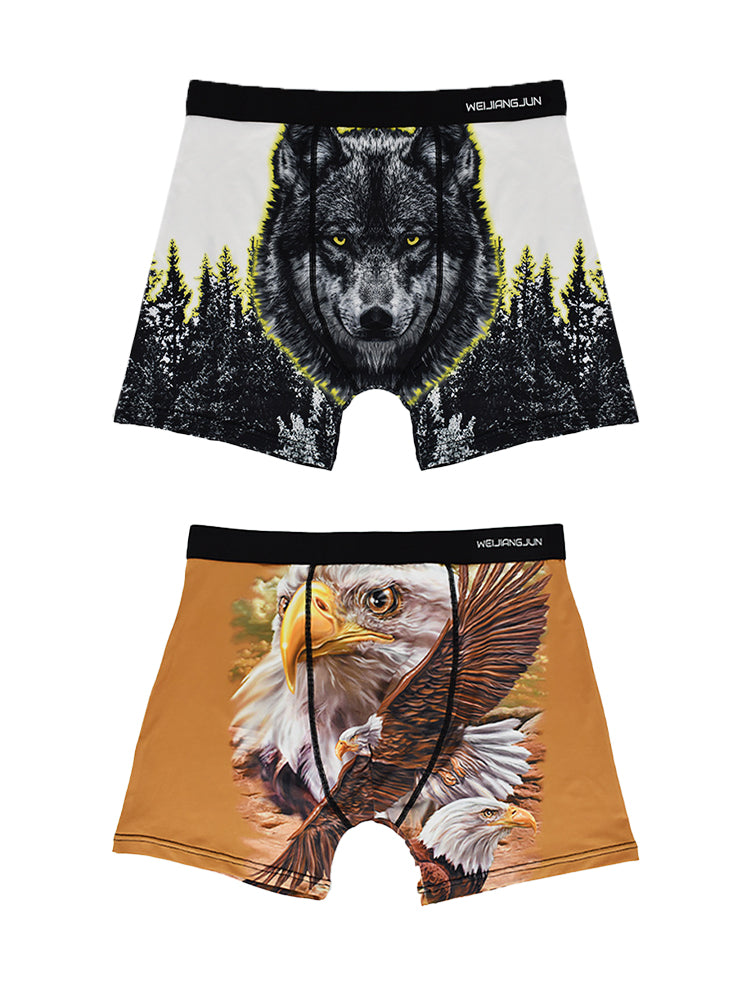 2 Pack Men's Bold Prints Seamless Comfort Smooth Touch Boxer Briefs | dmunderwear detail image 12