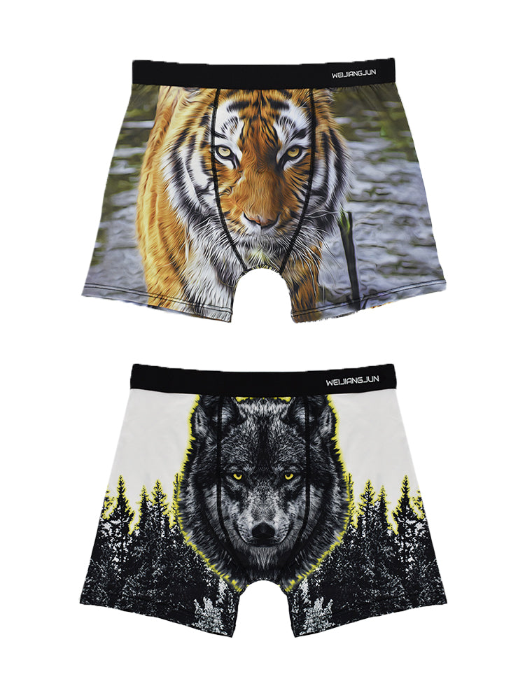 2 Pack Men's Bold Prints Seamless Comfort Smooth Touch Boxer Briefs | dmunderwear detail image 2
