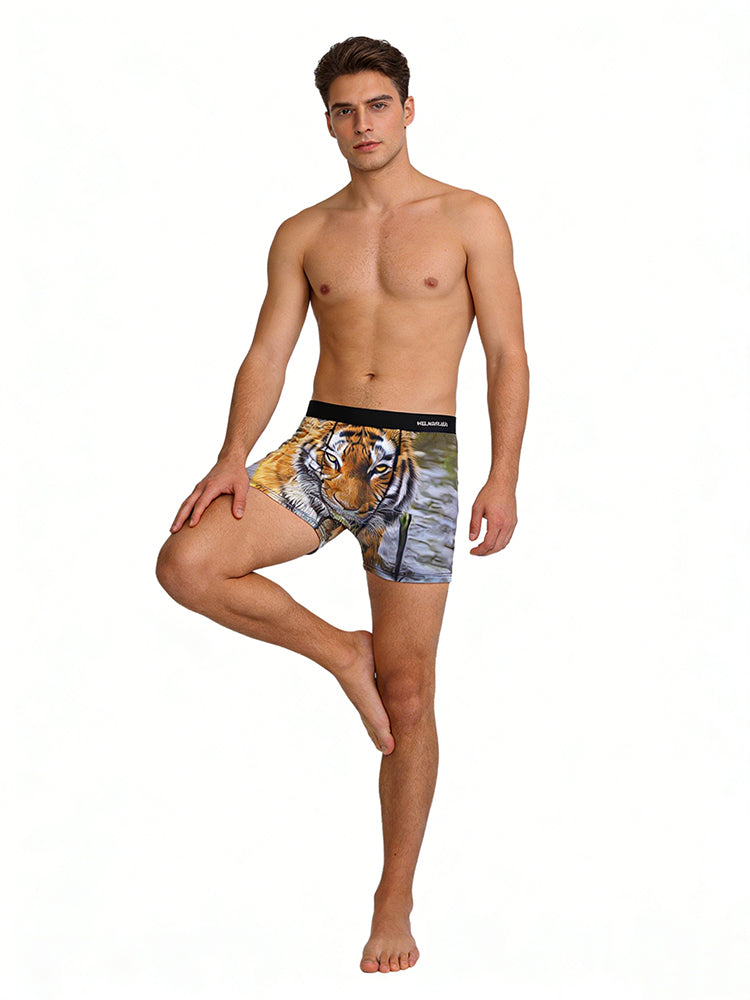 2 Pack Men's Bold Prints Seamless Comfort Smooth Touch Boxer Briefs | dmunderwear detail image 3