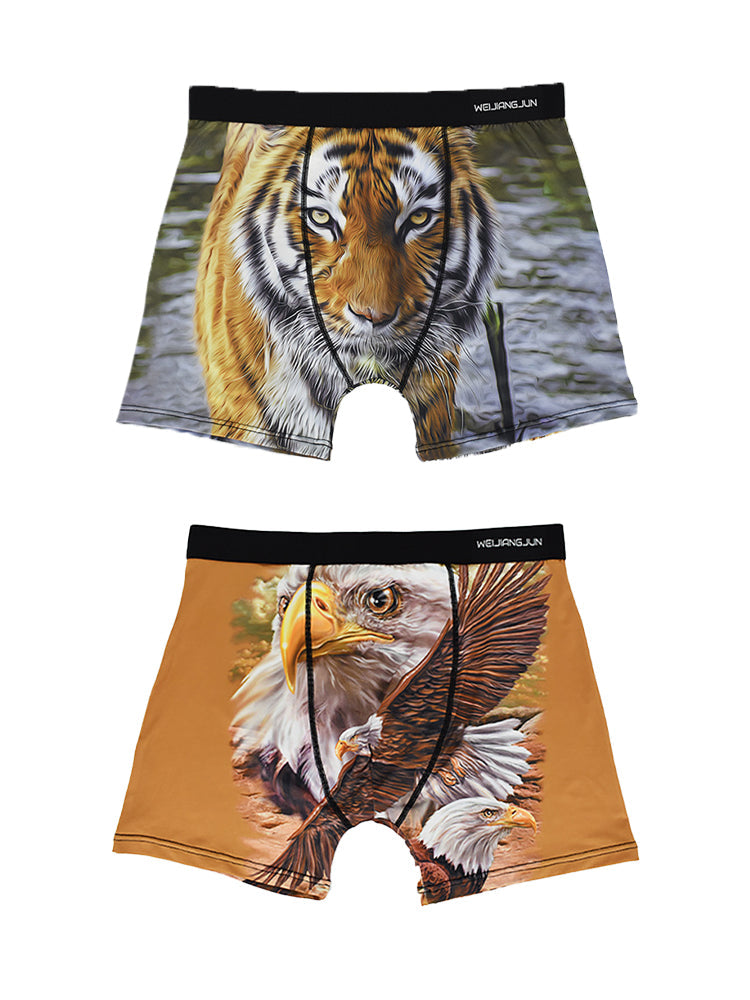 2 Pack Men's Bold Prints Seamless Comfort Smooth Touch Boxer Briefs | dmunderwear detail image 7