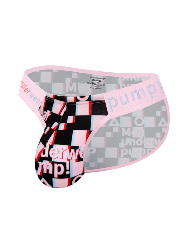2 Pack Men's Breathable Alphabet-Print Expanded Pouch Briefs | dmunderwear
