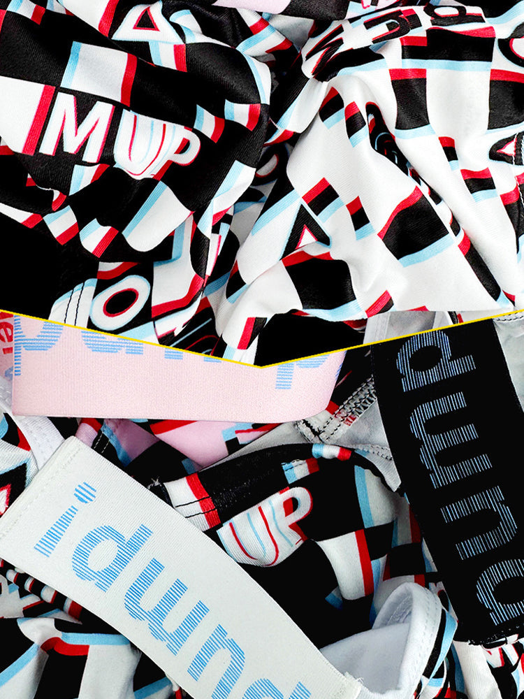 2 Pack Men's Breathable Alphabet-Print Expanded Pouch Briefs | dmunderwear detail image 10
