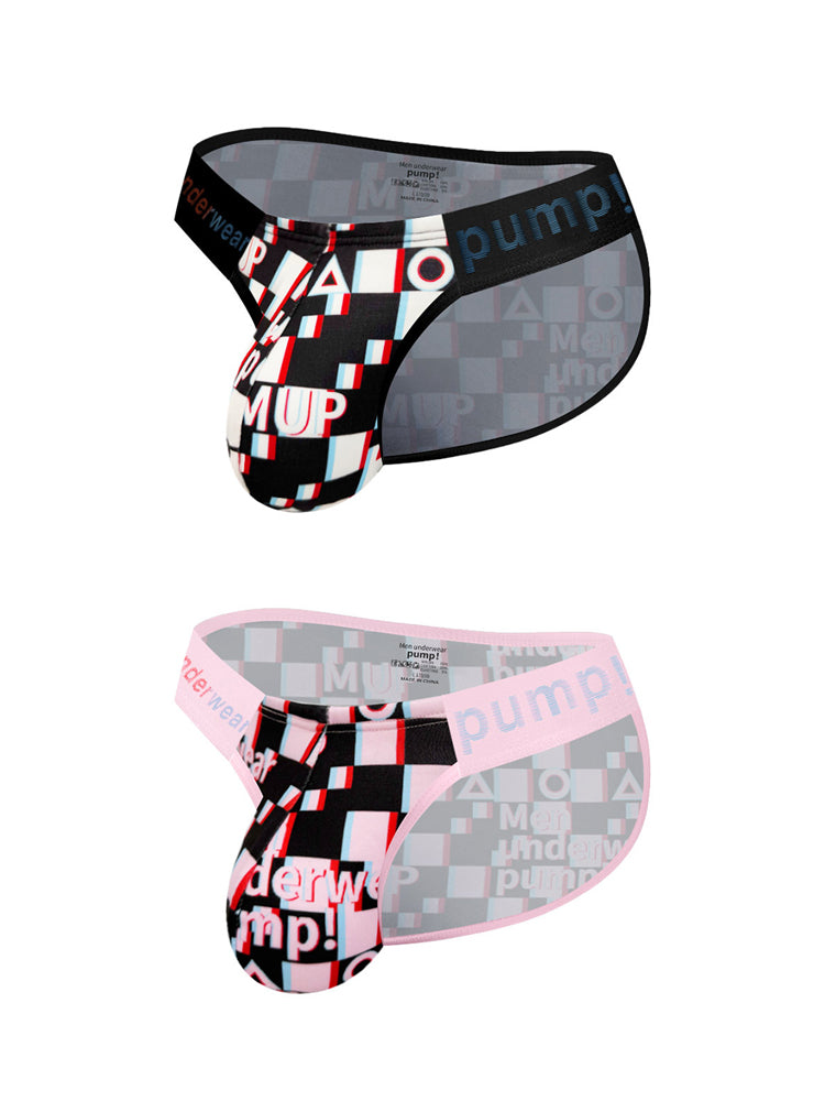 2 Pack Men's Breathable Alphabet-Print Expanded Pouch Briefs | dmunderwear detail image 14