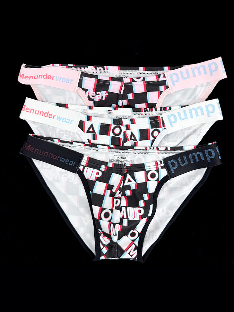 2 Pack Men's Breathable Alphabet-Print Expanded Pouch Briefs | dmunderwear detail image 20