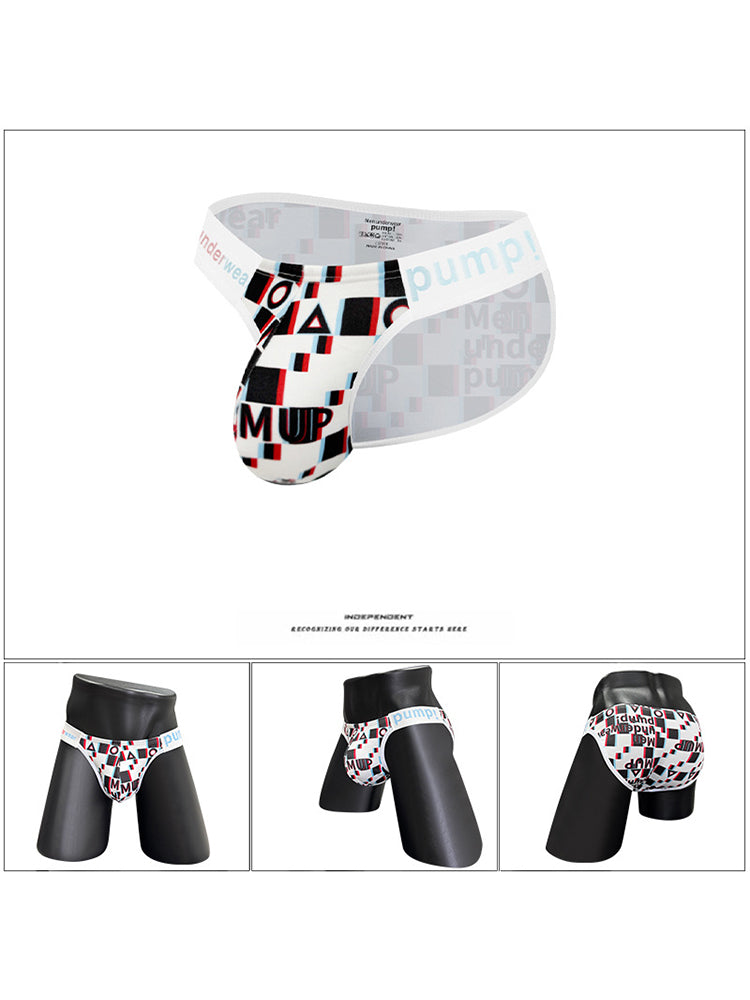 2 Pack Men's Breathable Alphabet-Print Expanded Pouch Briefs | dmunderwear detail image 4