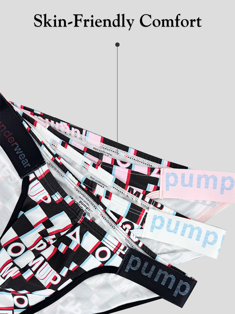 2 Pack Men's Breathable Alphabet-Print Expanded Pouch Briefs | dmunderwear detail image 6