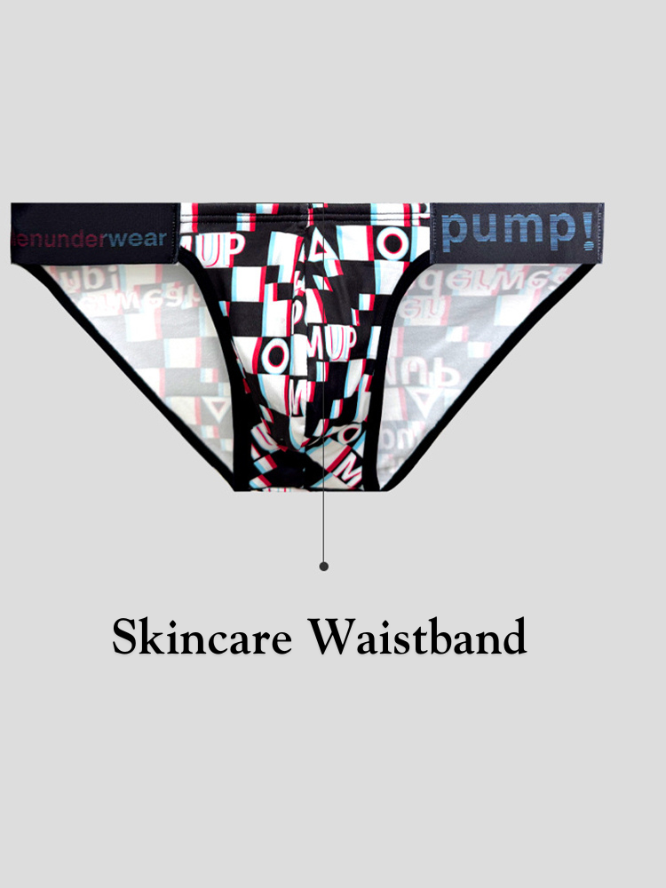 2 Pack Men's Breathable Alphabet-Print Expanded Pouch Briefs | dmunderwear detail image 7