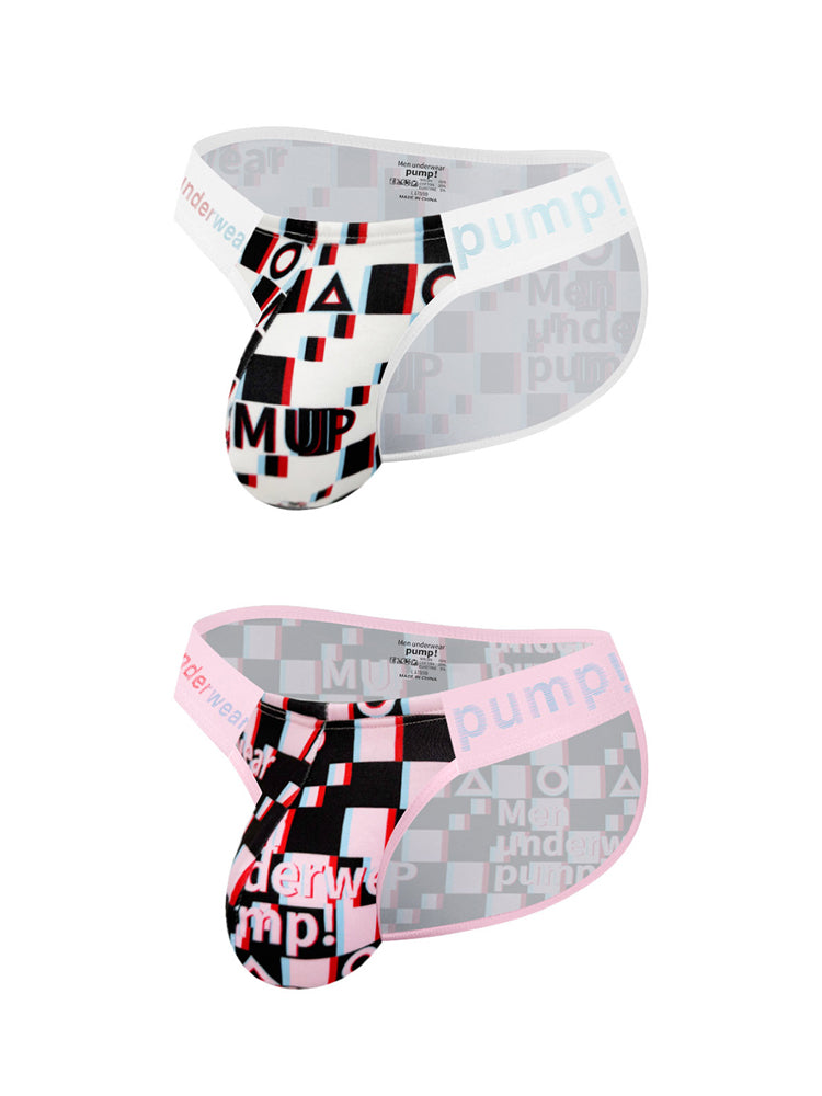 2 Pack Men's Breathable Alphabet-Print Expanded Pouch Briefs | dmunderwear detail image 8