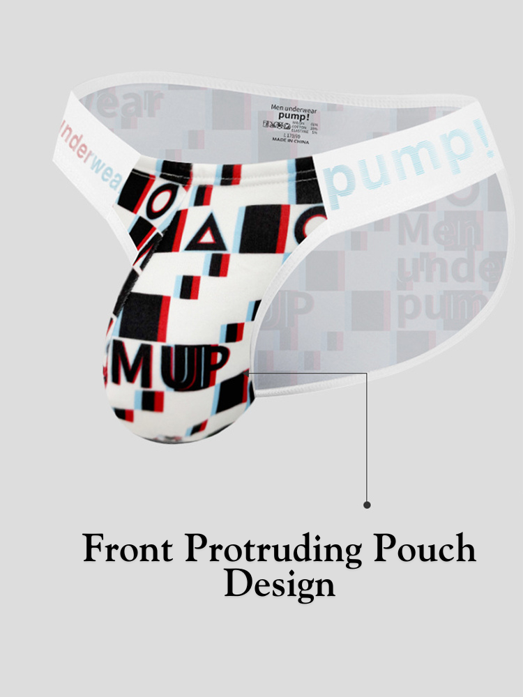 2 Pack Men's Breathable Alphabet-Print Expanded Pouch Briefs | dmunderwear detail image 9