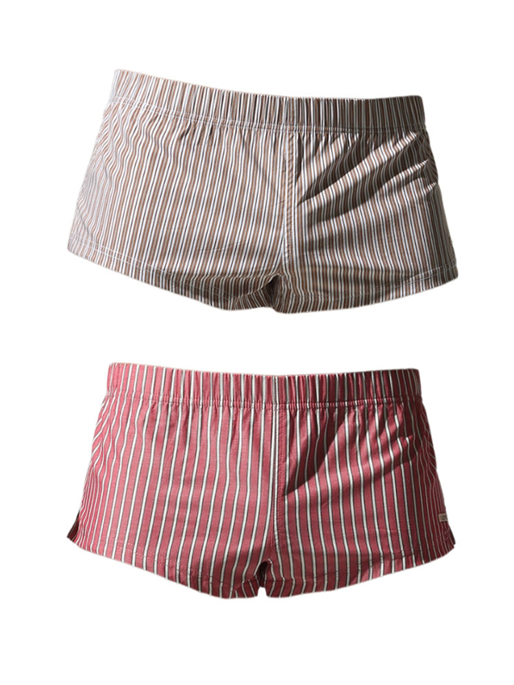2 Pack Men's Breathable Cotton Classic Pinstripe Home Shorts | dmunderwear detail image 12