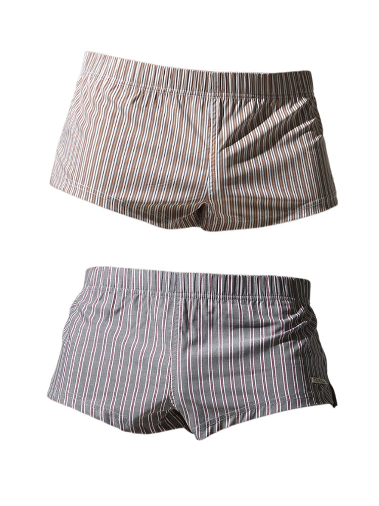 2 Pack Men's Breathable Cotton Classic Pinstripe Home Shorts | dmunderwear detail image 2