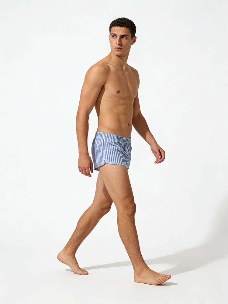 2 Pack Men's Breathable Cotton Classic Pinstripe Home Shorts | dmunderwear detail image 4