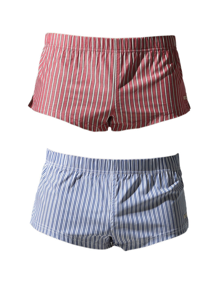 2 Pack Men's Breathable Cotton Classic Pinstripe Home Shorts | dmunderwear detail image 7