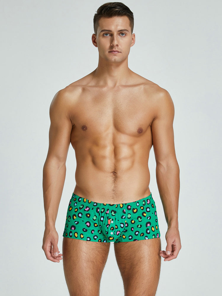 2 Pack Men's Breathable Cotton Printed Low-Rise Seamless Comfort Trunks | dmunderwear