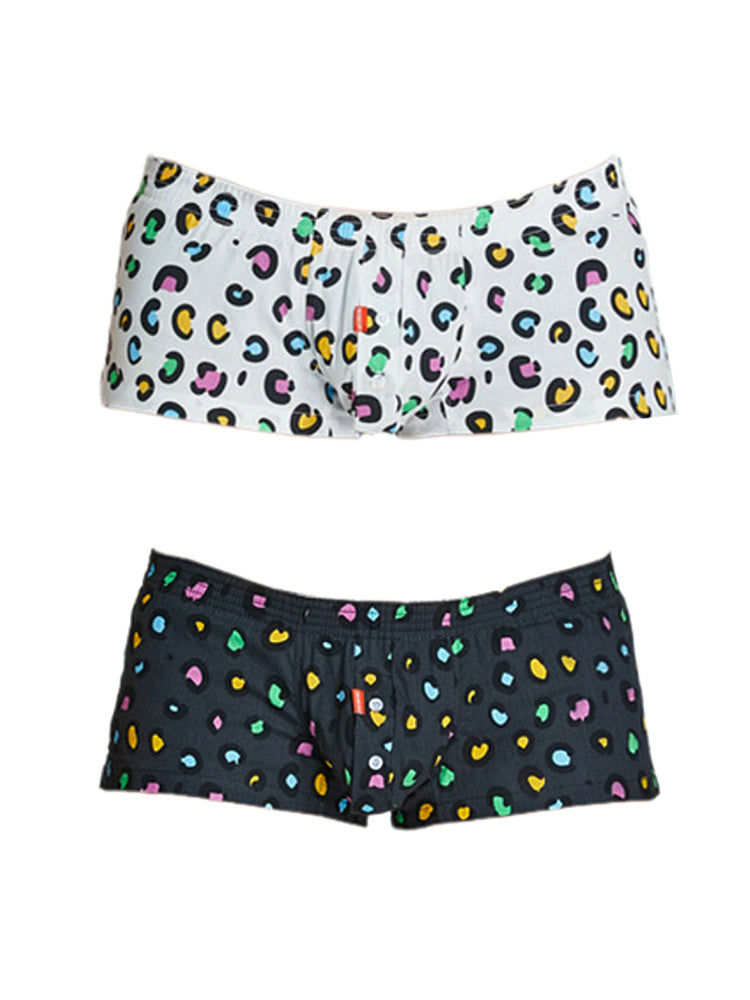 2 Pack Men's Breathable Cotton Printed Low-Rise Seamless Comfort Trunks | dmunderwear detail image 2