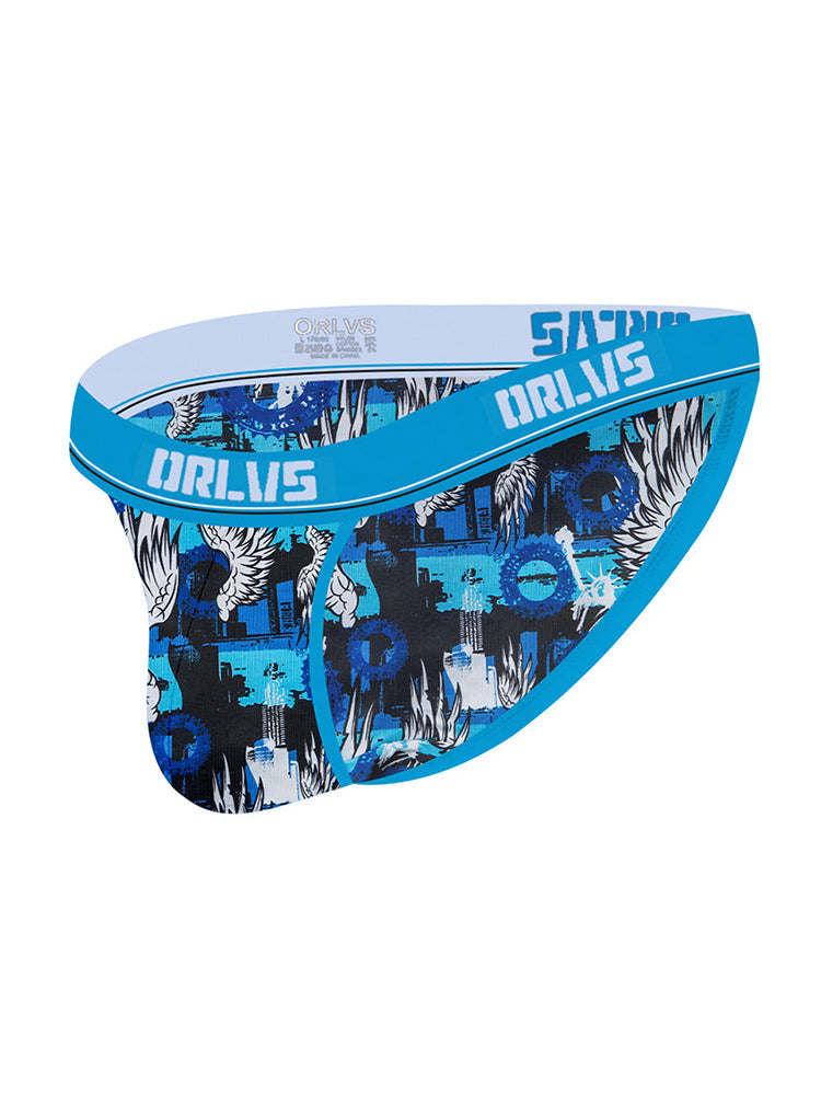 2 Pack Men's Breathable Ice Silk High-Cut Printed Bikini | dmunderwear