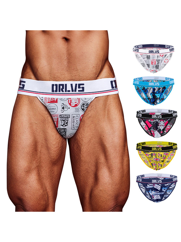 2 Pack Men's Breathable Ice Silk High-Cut Printed Bikini | dmunderwear detail image 11