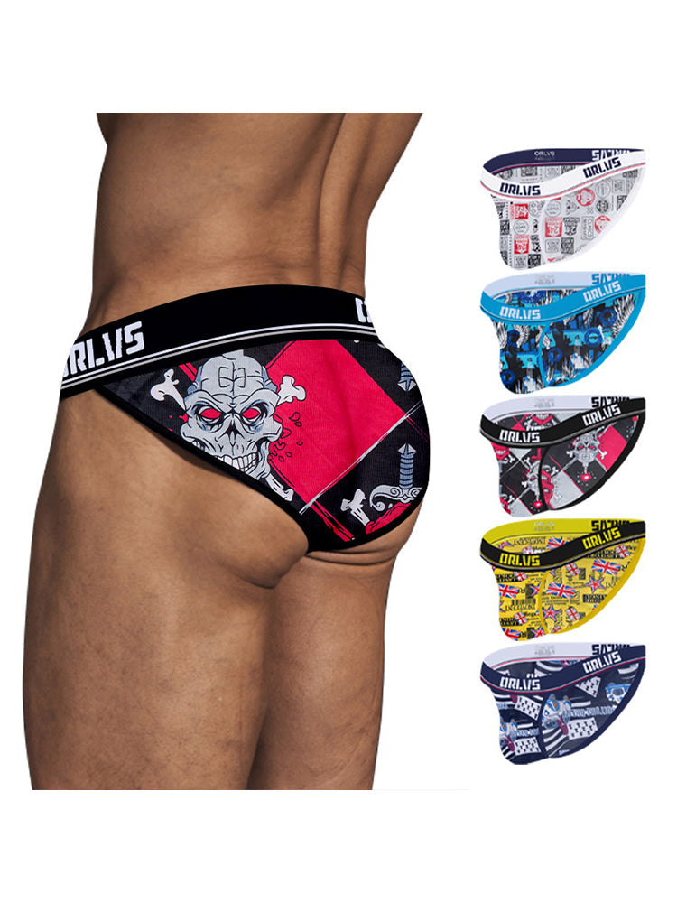 2 Pack Men's Breathable Ice Silk High-Cut Printed Bikini | dmunderwear detail image 13