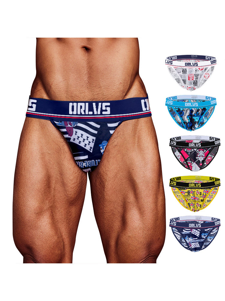 2 Pack Men's Breathable Ice Silk High-Cut Printed Bikini | dmunderwear detail image 15
