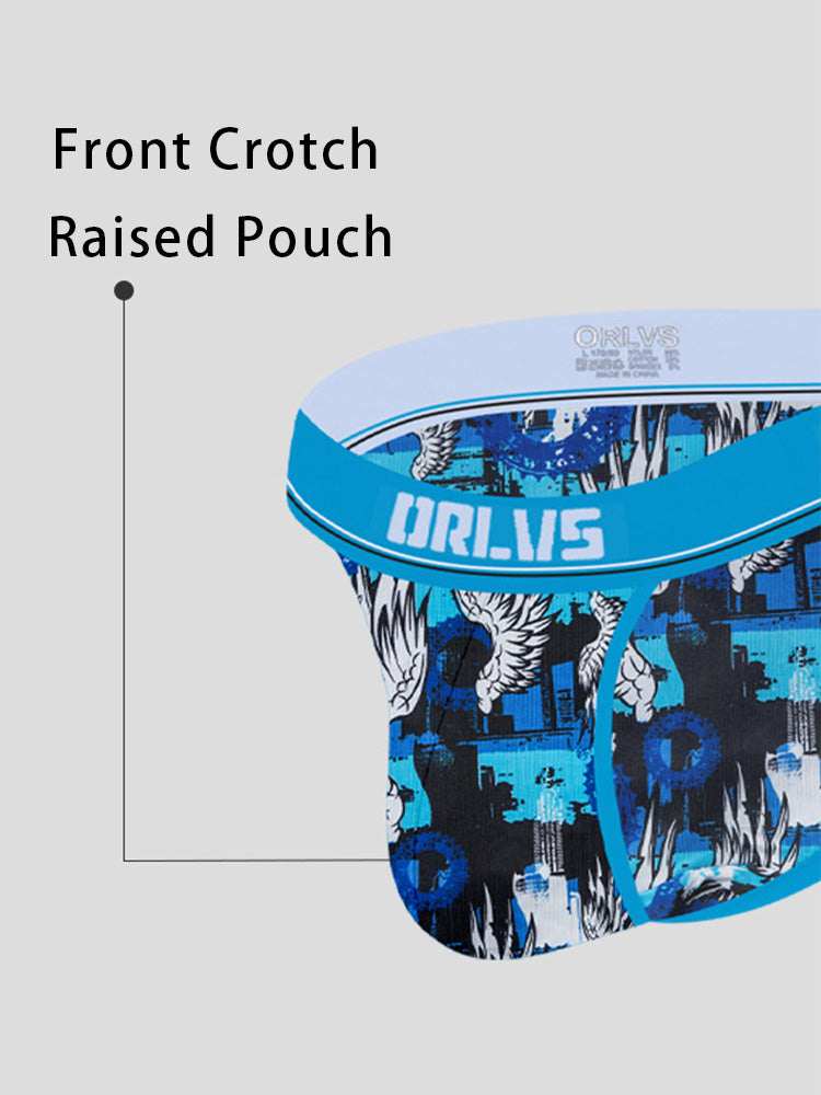 2 Pack Men's Breathable Ice Silk High-Cut Printed Bikini | dmunderwear detail image 7