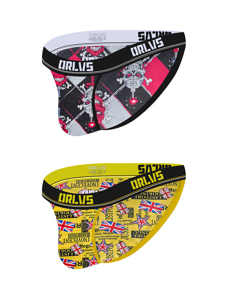 2 Pack Men's Breathable Ice Silk High-Cut Printed Bikini | dmunderwear detail image 8