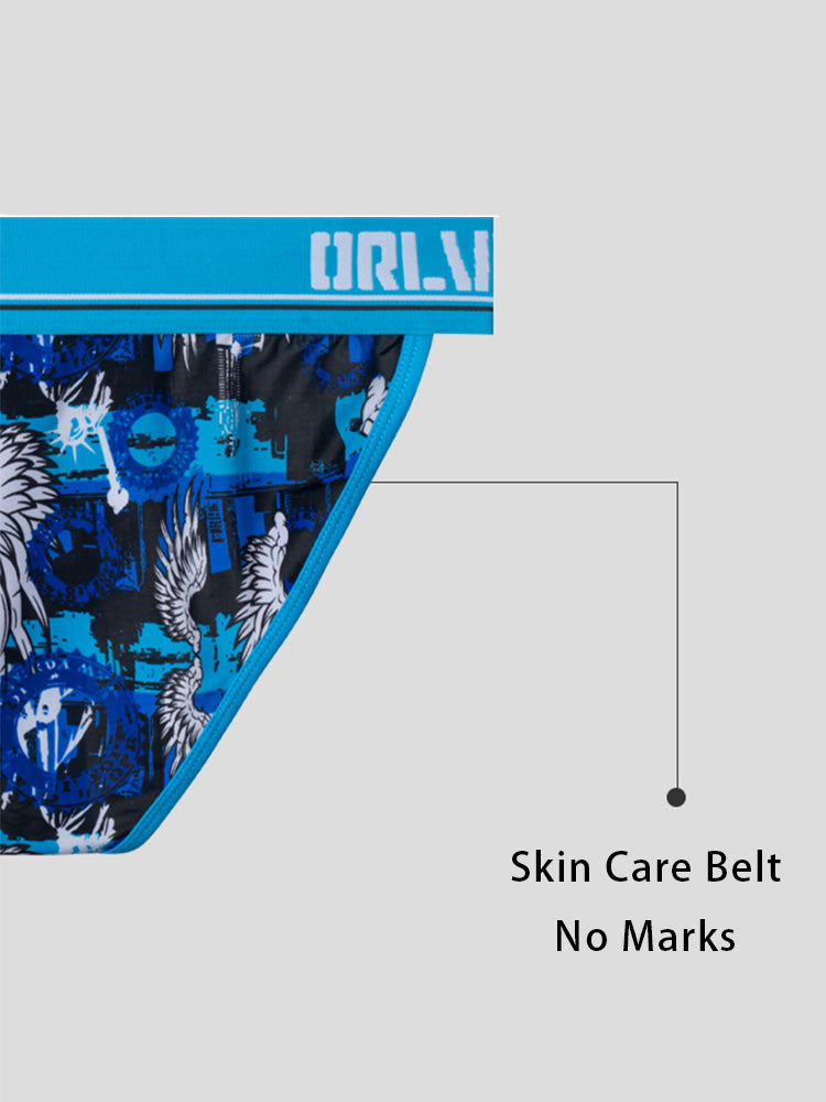 2 Pack Men's Breathable Ice Silk High-Cut Printed Bikini | dmunderwear detail image 9