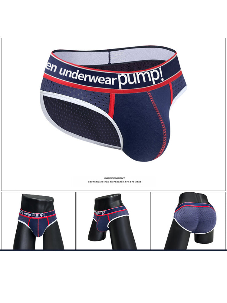 2 Pack Men's Breathable Mesh Comfortable U-convex Large Pouch Sports Briefs | dmunderwear