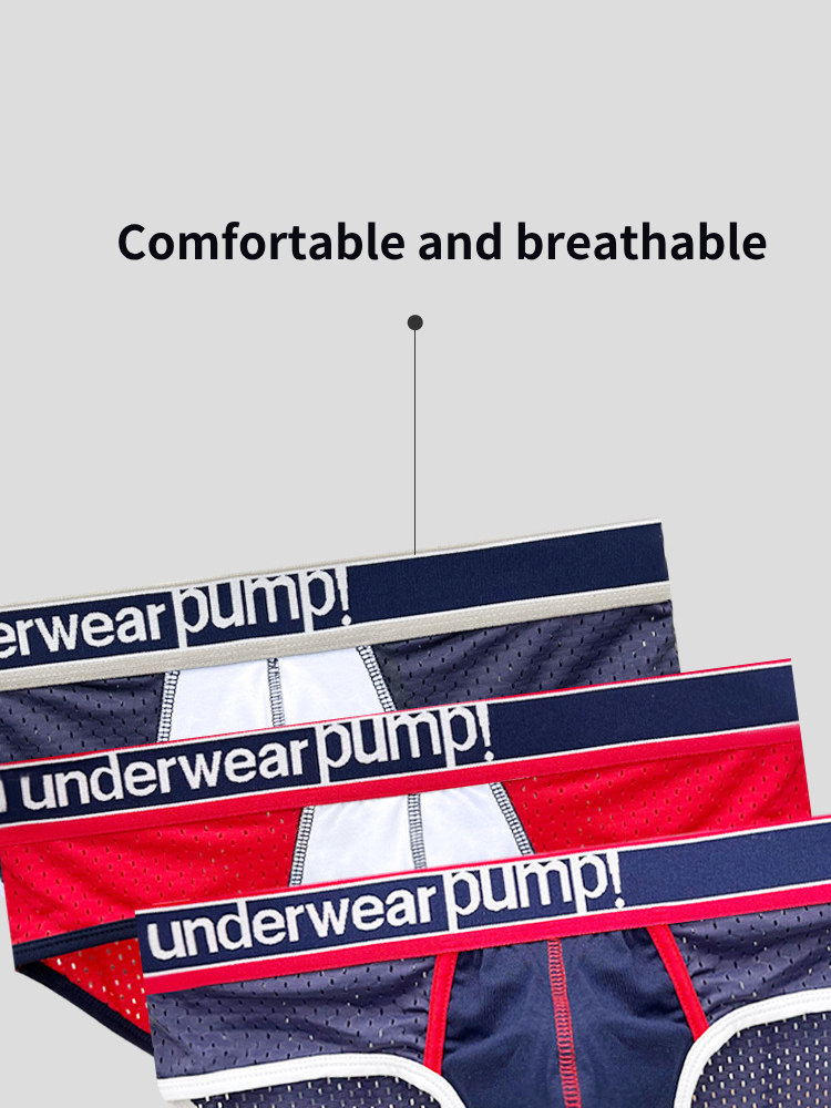2 Pack Men's Breathable Mesh Comfortable U-convex Large Pouch Sports Briefs | dmunderwear detail image 12