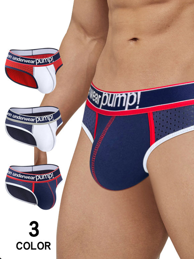 2 Pack Men's Breathable Mesh Comfortable U-convex Large Pouch Sports Briefs | dmunderwear detail image 3
