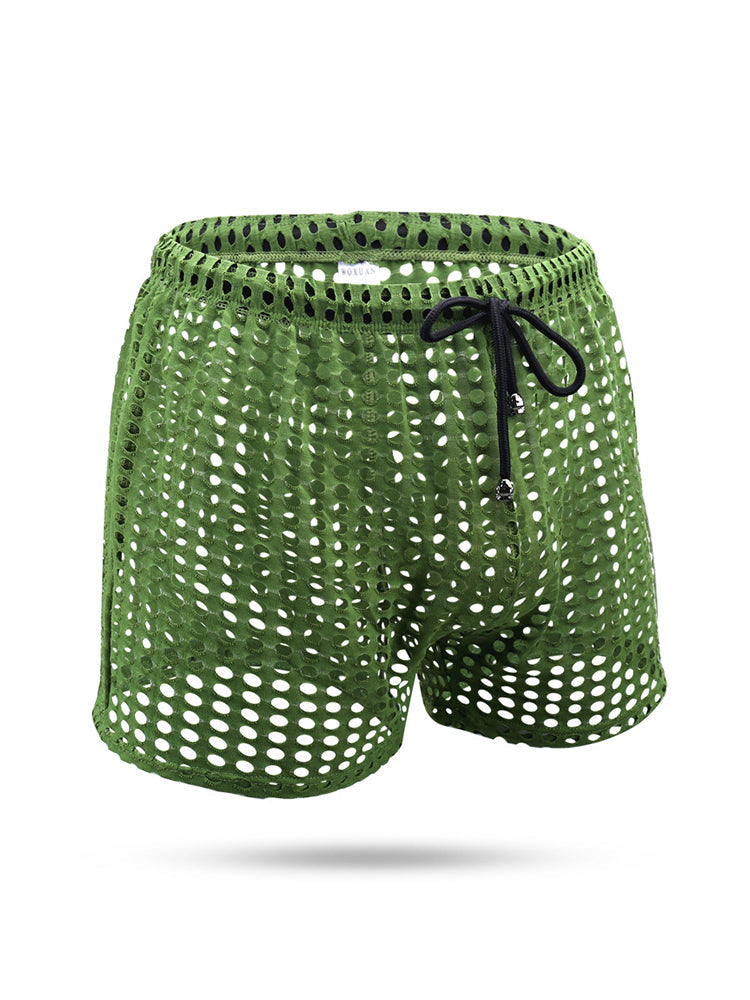 2 Pack Men's Mesh See-Through Shorts with Drawstring Waist | dmunderwear detail image 11