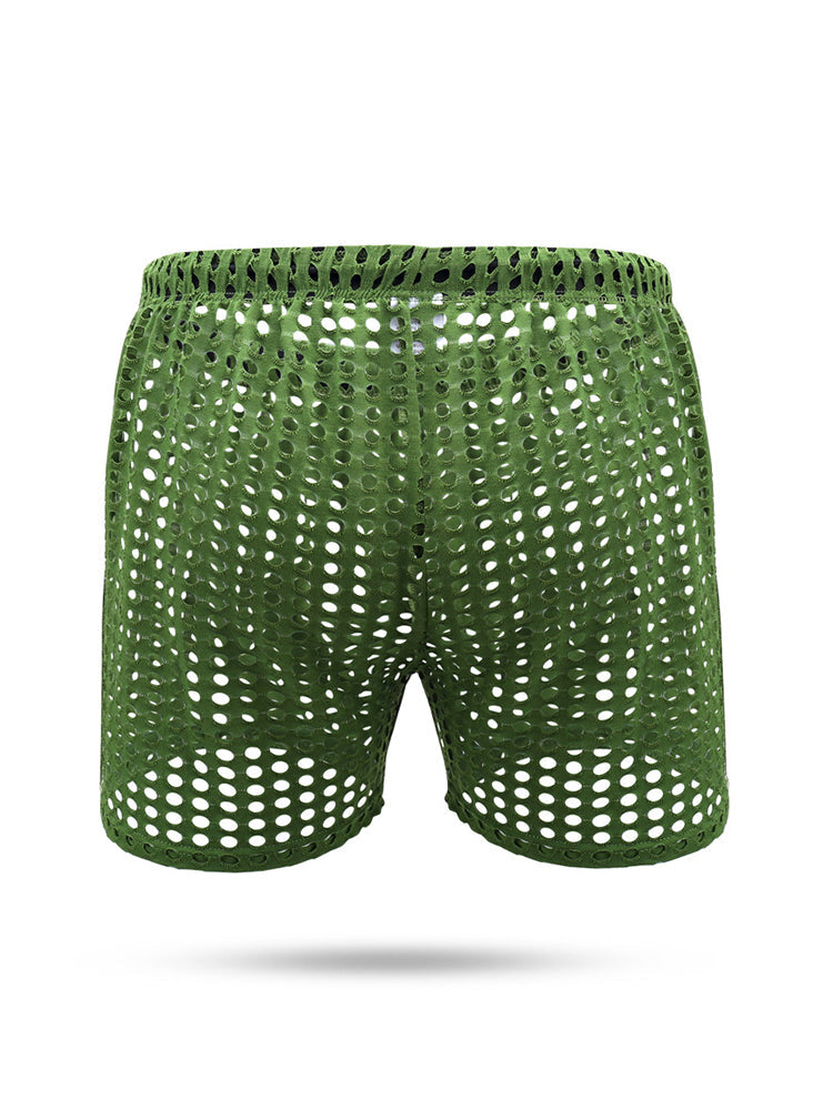 2 Pack Men's Mesh See-Through Shorts with Drawstring Waist | dmunderwear detail image 12