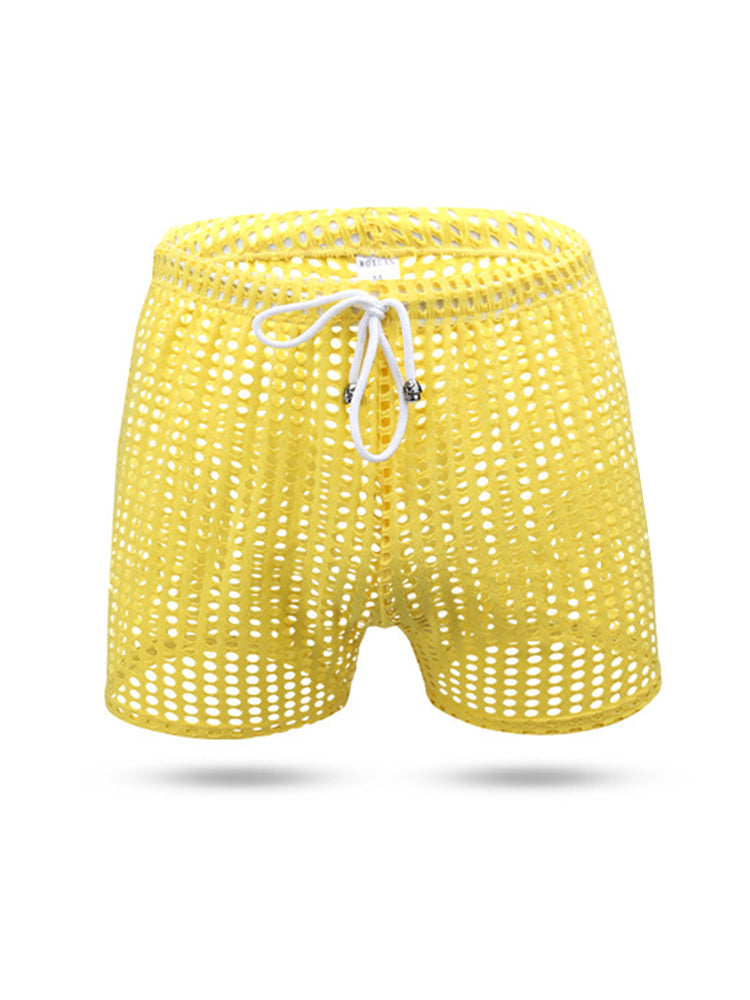 2 Pack Men's Mesh See-Through Shorts with Drawstring Waist | dmunderwear detail image 16