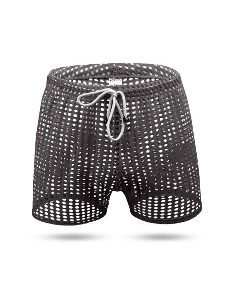 2 Pack Men's Mesh See-Through Shorts with Drawstring Waist | dmunderwear detail image 17