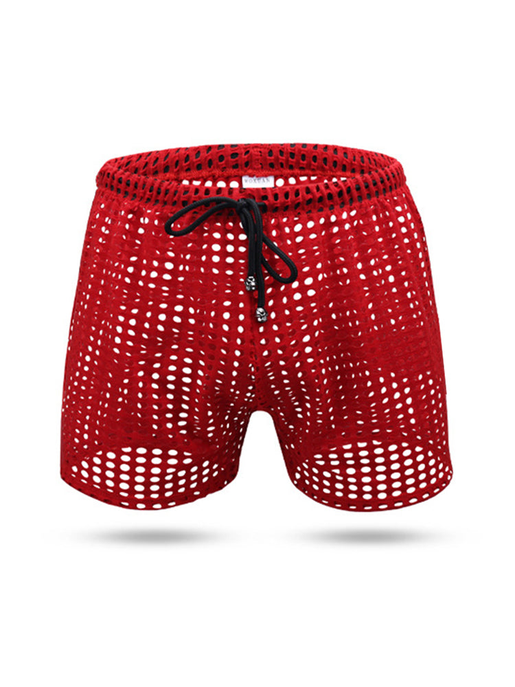 2 Pack Men's Mesh See-Through Shorts with Drawstring Waist | dmunderwear detail image 18