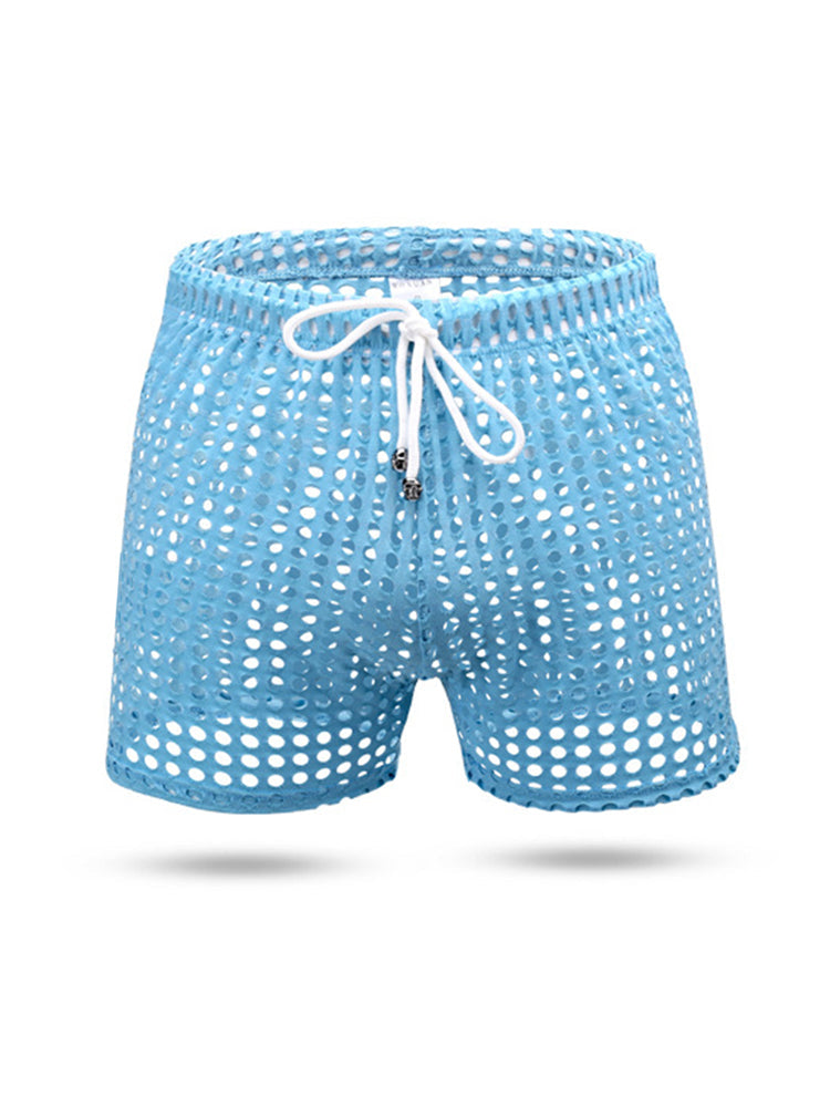 2 Pack Men's Mesh See-Through Shorts with Drawstring Waist | dmunderwear detail image 19