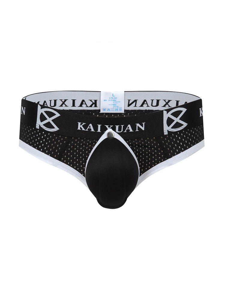 2 Pack Men's Breathable Mesh Removable U-Shaped Pocket Thongs | dmunderwear