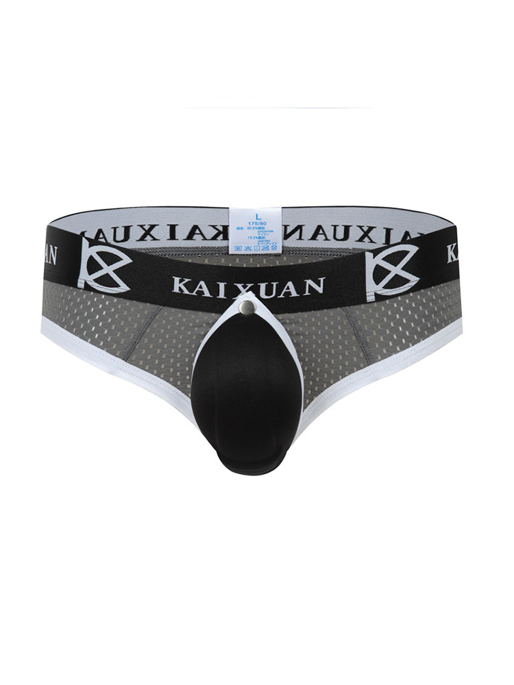 2 Pack Men's Breathable Mesh Removable U-Shaped Pocket Thongs | dmunderwear detail image 10