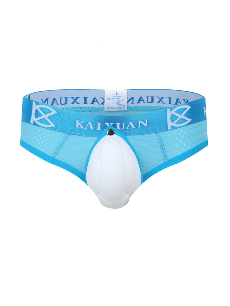 2 Pack Men's Breathable Mesh Removable U-Shaped Pocket Thongs | dmunderwear detail image 11