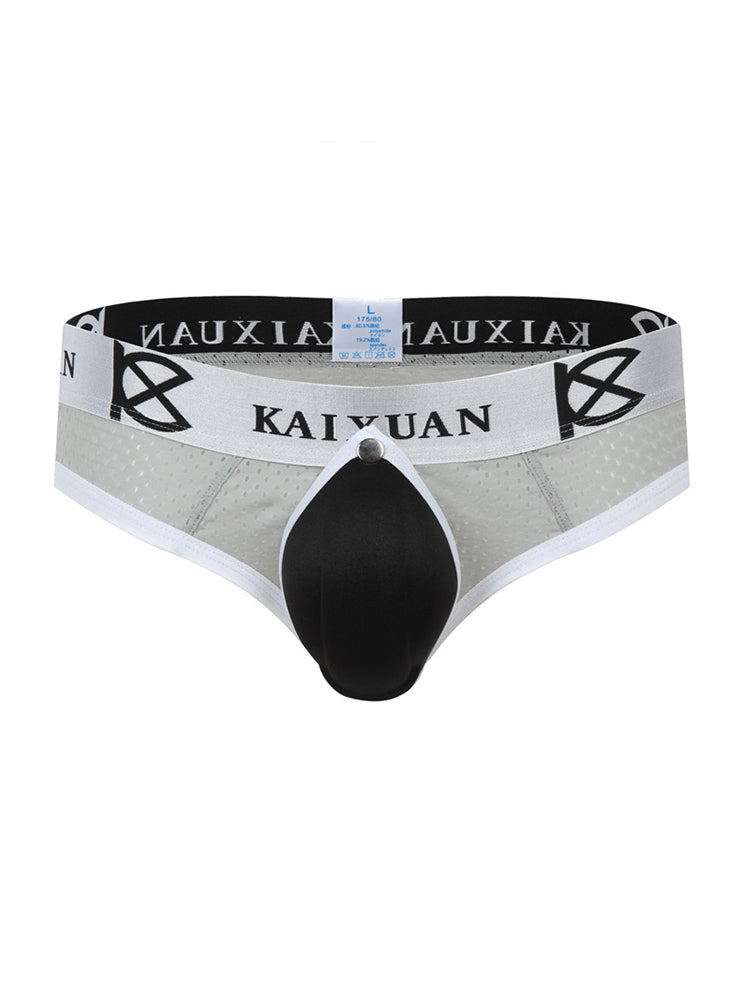 2 Pack Men's Breathable Mesh Removable U-Shaped Pocket Thongs | dmunderwear detail image 13