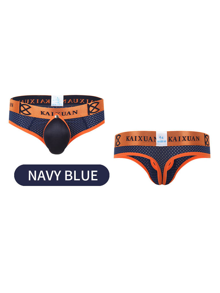 2 Pack Men's Breathable Mesh Removable U-Shaped Pocket Thongs | dmunderwear detail image 18