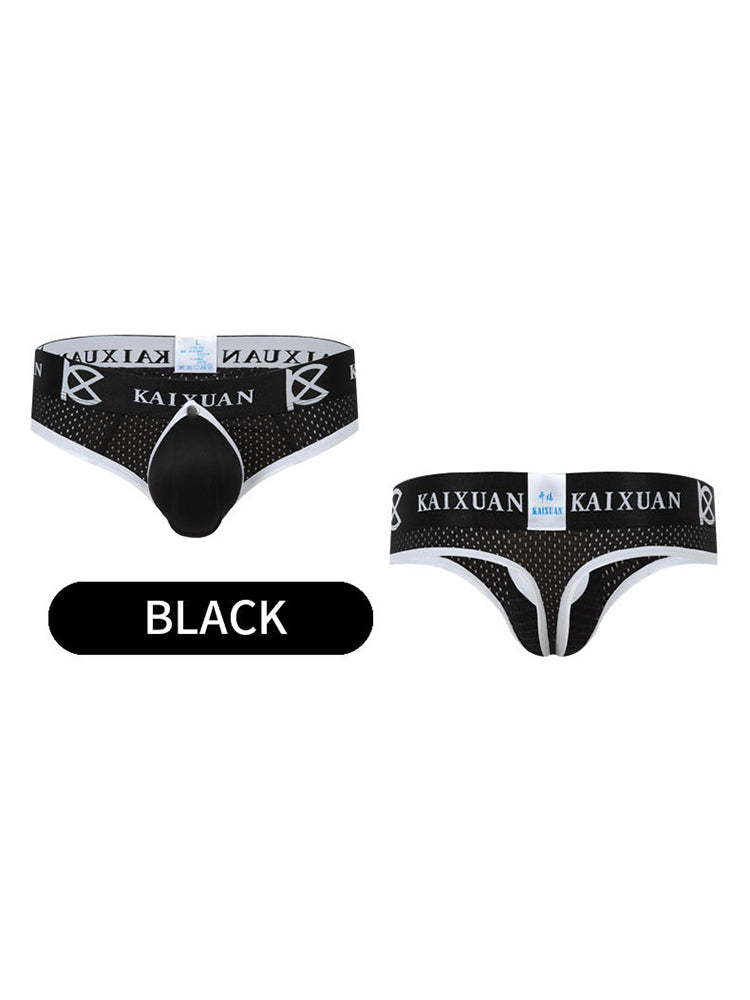 2 Pack Men's Breathable Mesh Removable U-Shaped Pocket Thongs | dmunderwear detail image 20